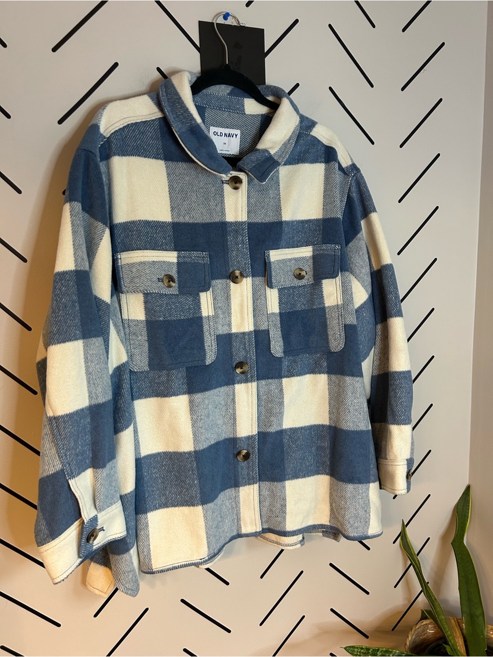 Old navy blue plaid jacket button up fall